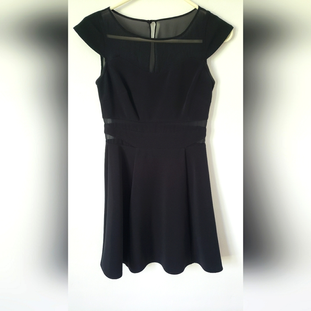 HAILEY LOGAN by Adrianna Papell black dress mesh cutout